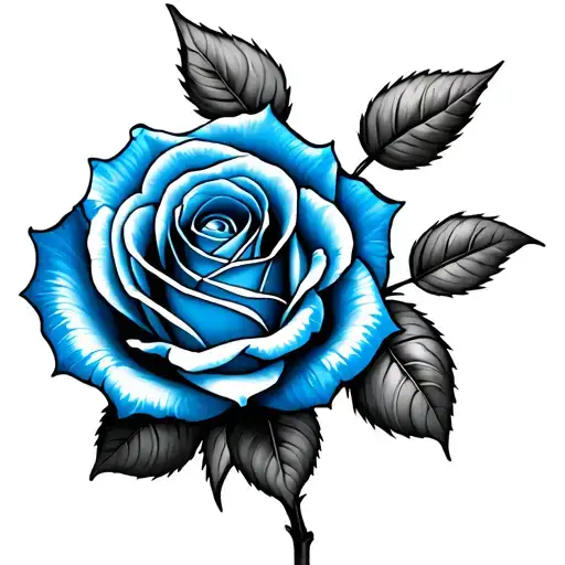 Blue Rose Tattoo With The Name Alice As The Stem Growing