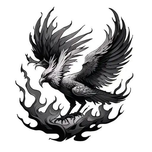 Phoenix Rising From Flames