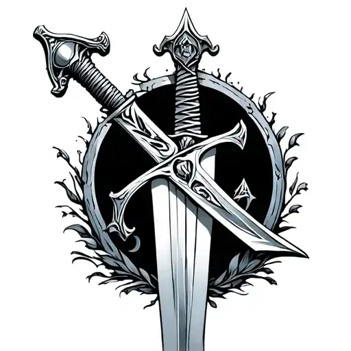 Sword With Battle Of Life And Death Inside The Blade