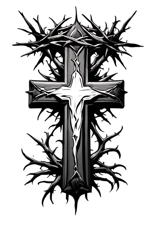 Cross With Crown Of Thorns