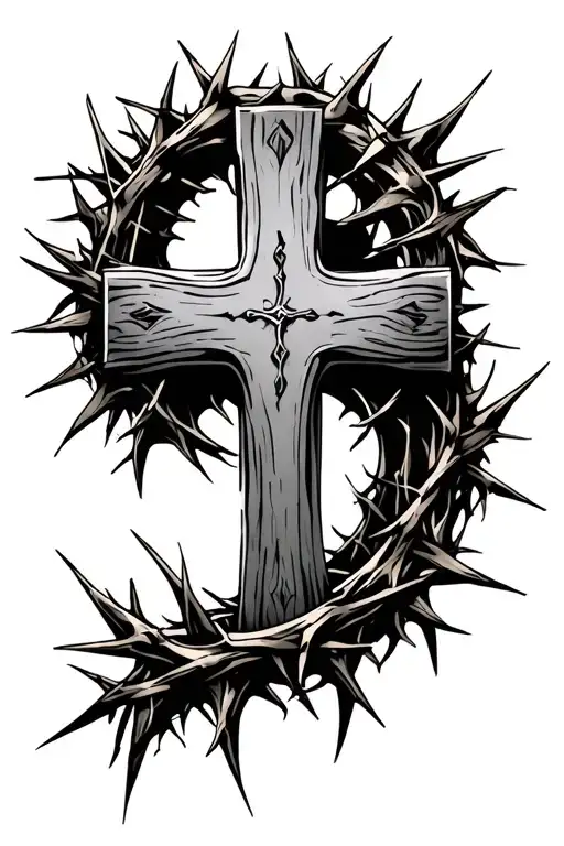 Cross With Crown Of Thorns