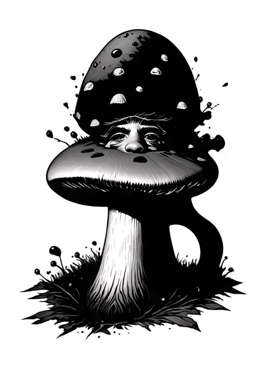 Mushroom With Face Emerging From Top