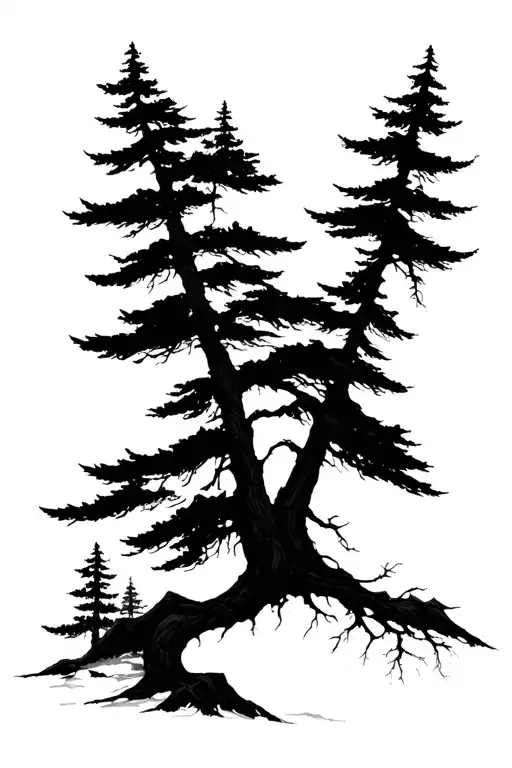 Forest Trees Background Looking Straight