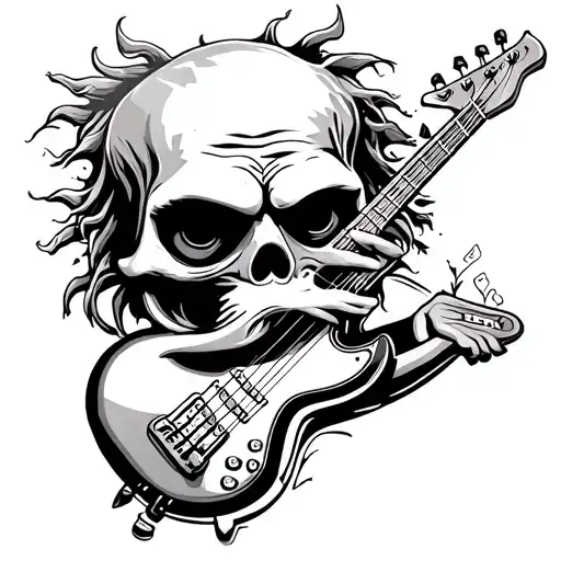 Shrunken Head Playing Bass Guitar