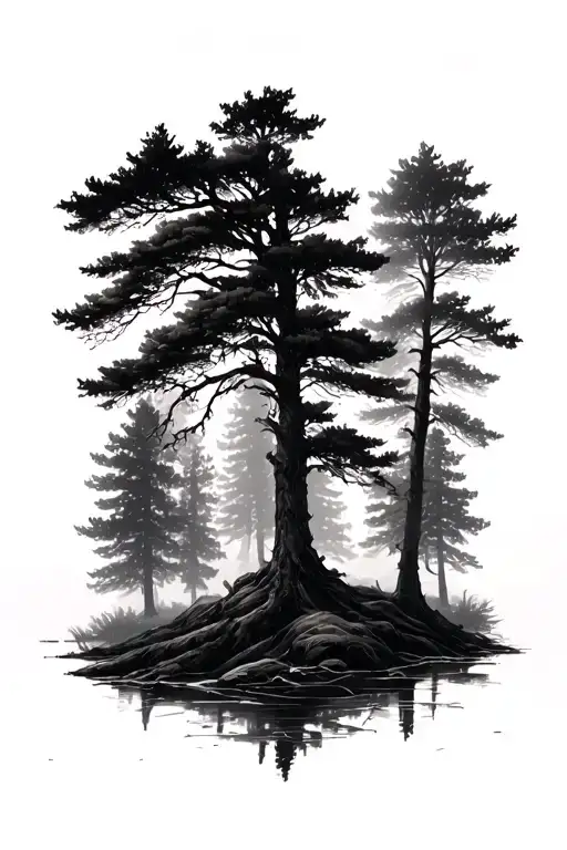 Forest Trees Background Looking Straight