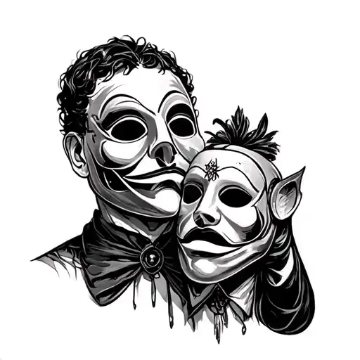 Tattoo Art Draw With A Puppeteer Holding A Mask