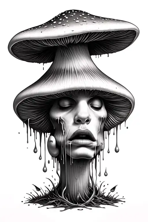 Mushroom With Face Melting Into Top