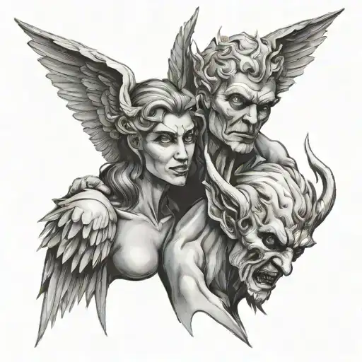 Angel And Demon Speaking Into Both Ears