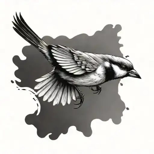 Diving Sparrow Flying