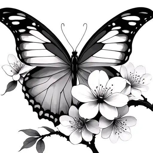 Butterfly Sakura Flowers