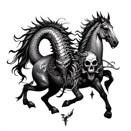 Dragons Death On Horse And Skulls