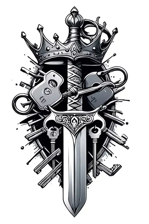 Sword With Crown And Car Keys