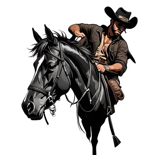 Cowboy On A Horse Head Down