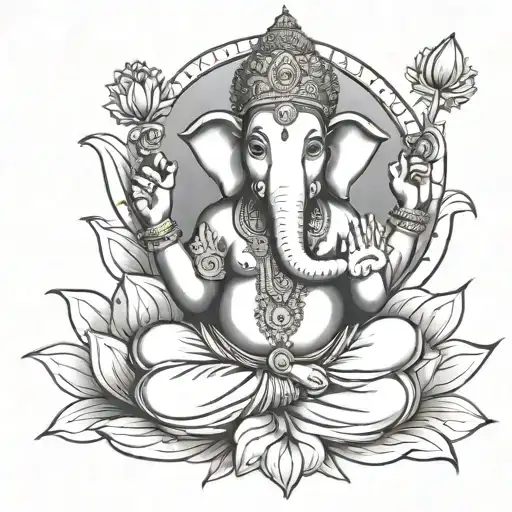A Seated Vighnaharta Ganesha On A Lotus Flower
