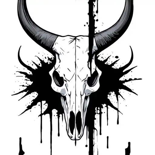 Bull Skull Half Alive Half Dead With A Dark Theme