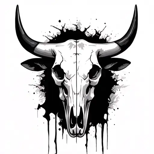 Realistic Bull Skull Half Alive Half Dead With A Dark Theme