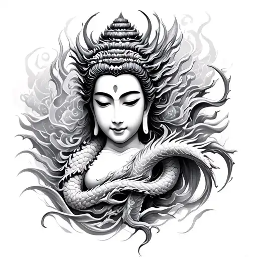 Dragon Wrapping Female Buddah