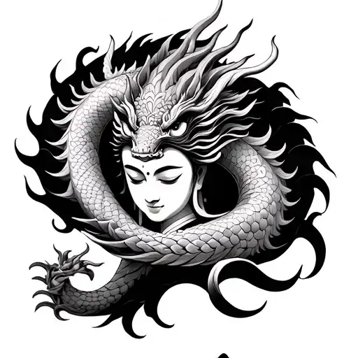 Dragon Wrapping Female Buddah