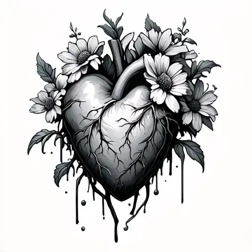 Dying Heart With Flowers Growing Out Of It