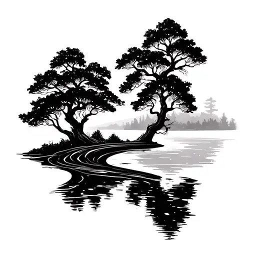 Tree And River Winding