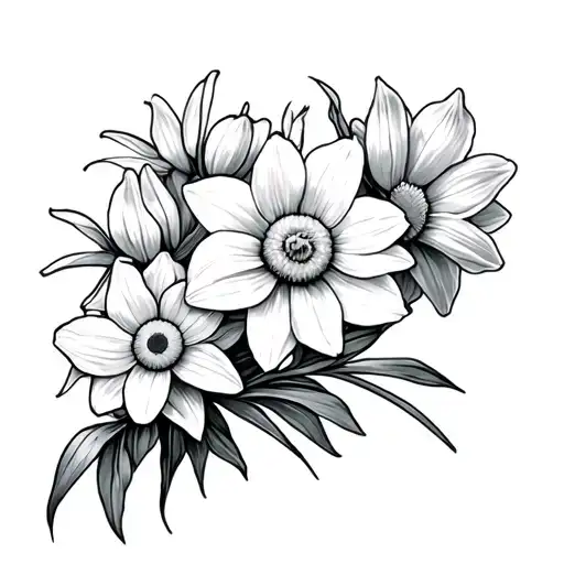 Daffodil And Daisy Flower Bouquet