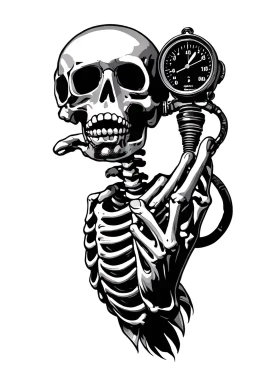 Skeleton Left Hand Holding Diving Psi Guage