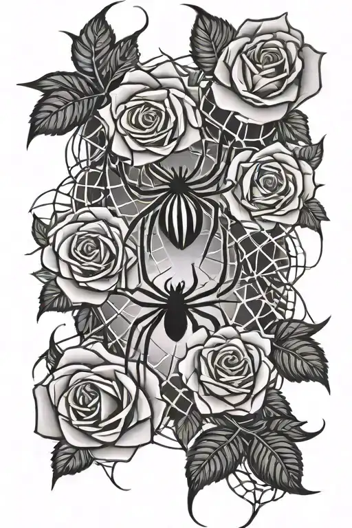 Roses Spider Webs Entwined