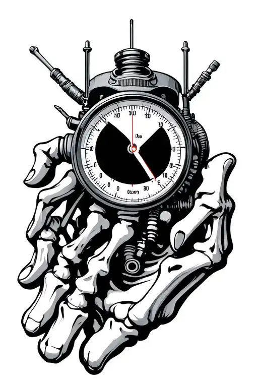 Skeletal Left Hand Holding Diving Psi Guage