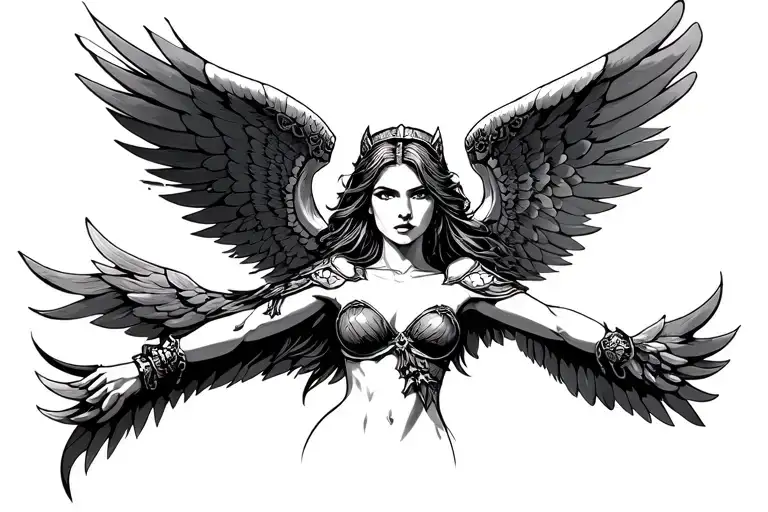 Woman Valkyrie Wings Spread