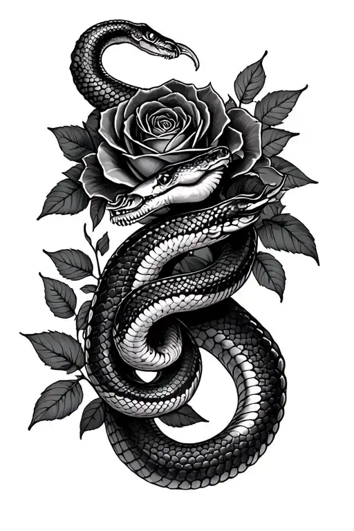 Cobra Around Hand And Roses
