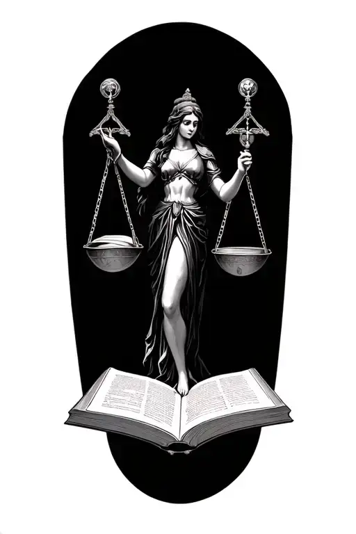 Libra Goddess Holding Open Book Surrounded