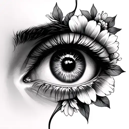 Eyes And Flowers Wrapped