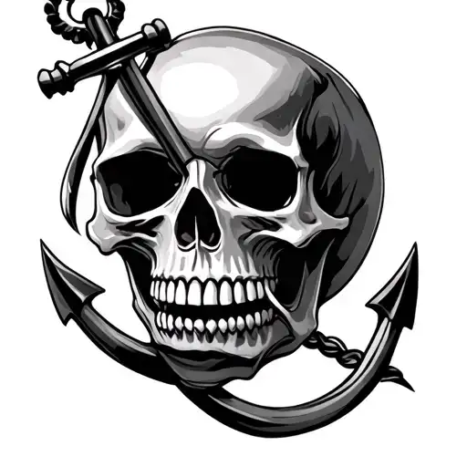 Skull And Anchor Intertwined