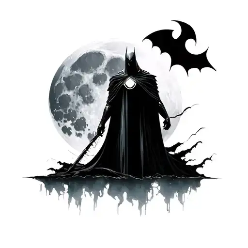 Moon Knight In Silhouette With The Increasing Moon To The Bottom