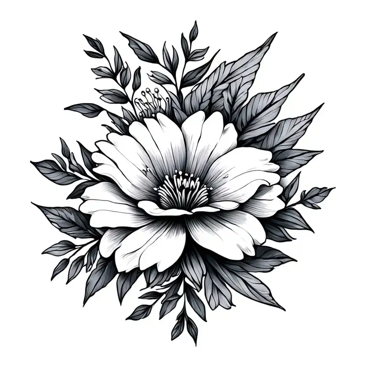 Floral Fine Line Drawing