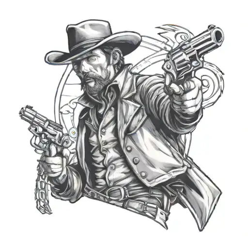 Gunslinger Holding A Deck