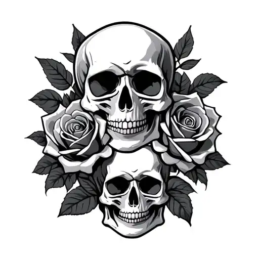 Skulls And Roses Intertwined