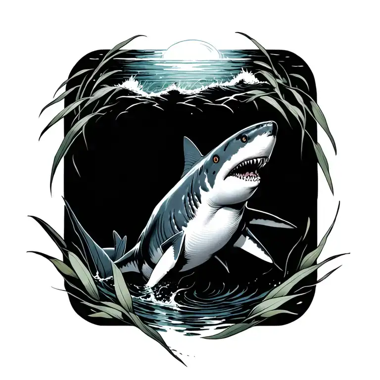 Shark Full Body With Irises Around It Minimalist