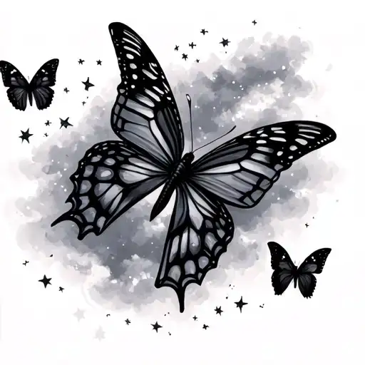 Butterflies Sky Filled With Stars