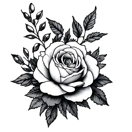Peonis And Roses And Olive Branch