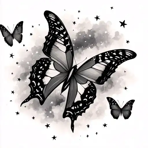 Butterflies Sky Filled With Stars