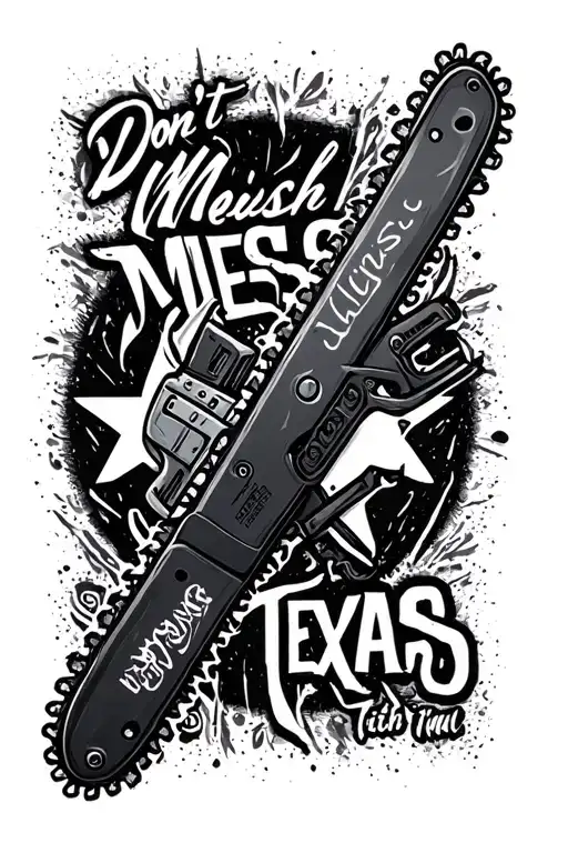Chainsaw With Don't Mess With Texas Written On The Blade