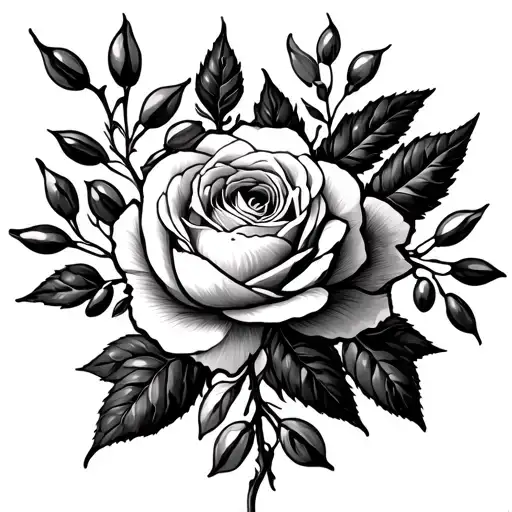 Peonis And Roses And Olive Branch Surrounded Thin