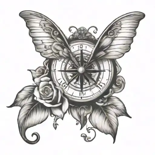 Amor Fati Arm Compass Butterfly Rose