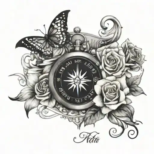 Amor Fati Arm Compass Butterfly Flowers
