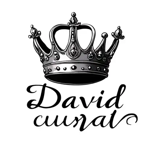 The Name David Cursive Writing And A Kings Crown For A Female Neck Symbol Love