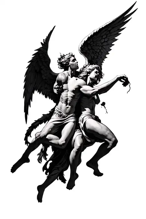 Angel And Demons Fighting Each Other