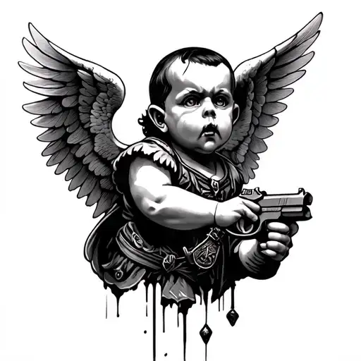 Gangster Cherub Evil Angel Holding A Gun
