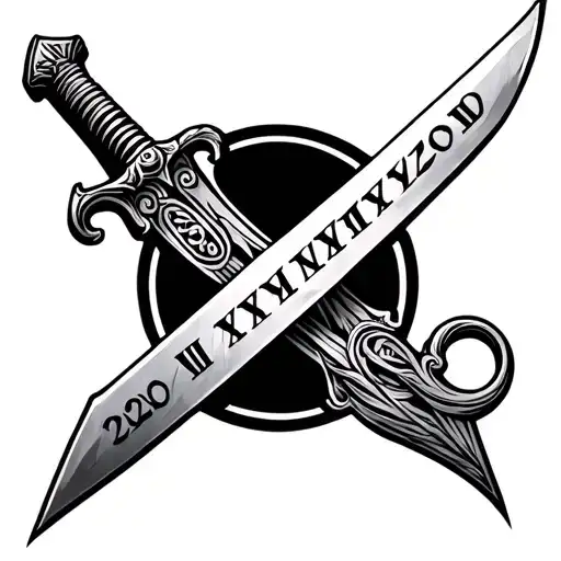 Sword With 2020 In Roman Numerals For Top Wrist And Back Of Hand