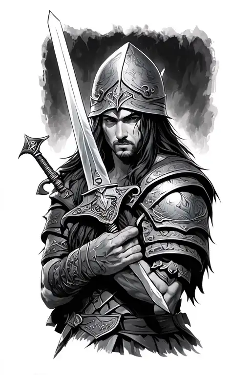 Warrior Holding Sword